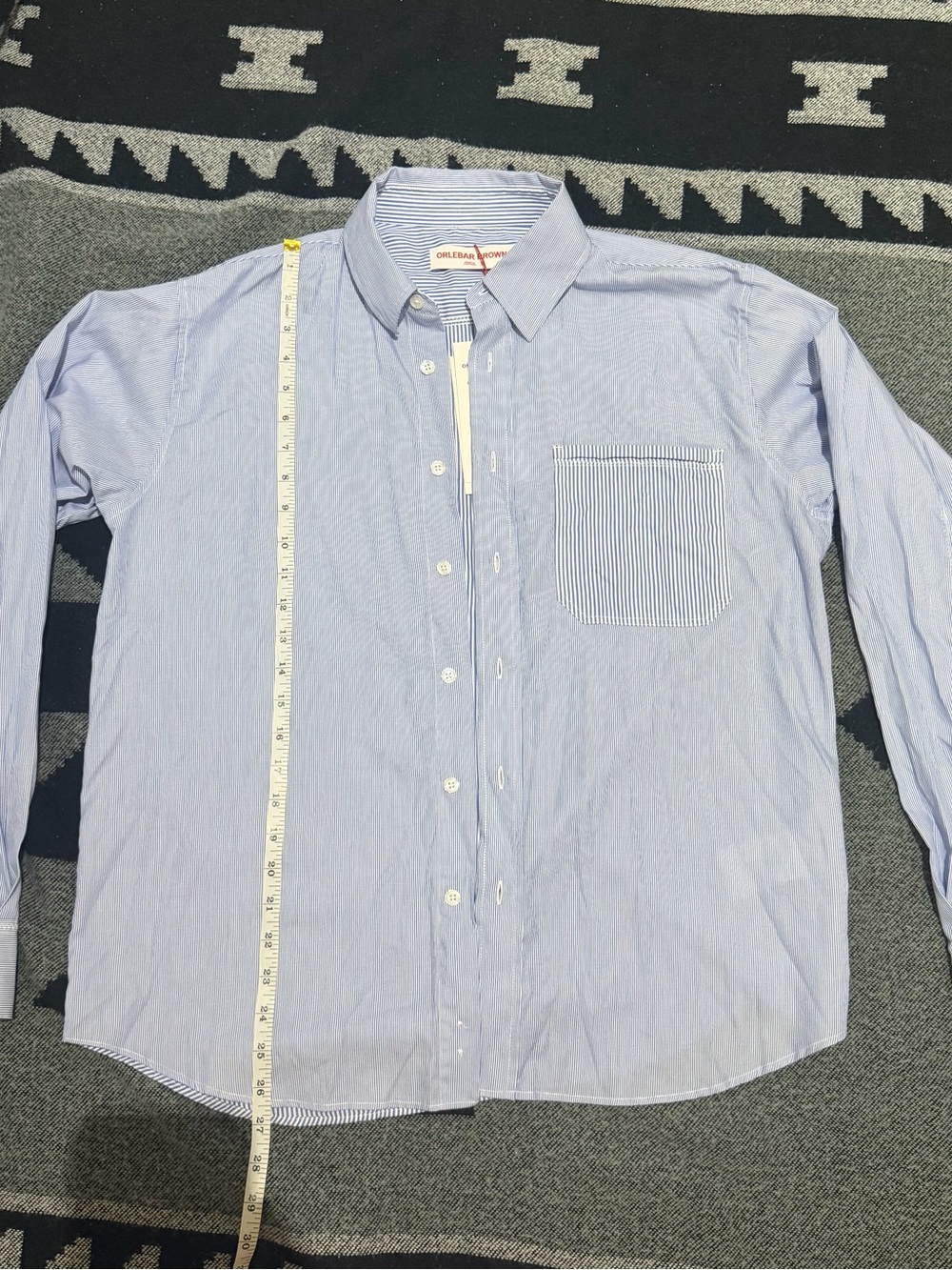 Orlebar Brown Light Blue Pinstripe  Button-Up Shirt